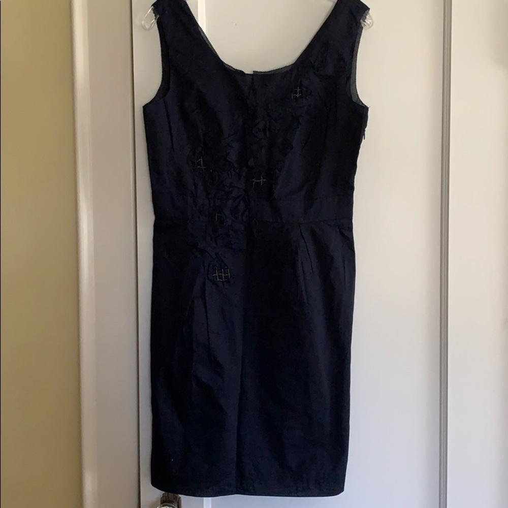 LOFT navy beaded sheath dress -4-NWT!